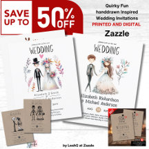 Funny Handdrawn Bride and Groom Wedding Invitation