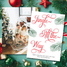 Elegant Greenery Red Calligraphy Christmas Holiday