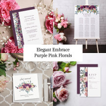 Elegant Embrace Purple Pink Florals Wedding