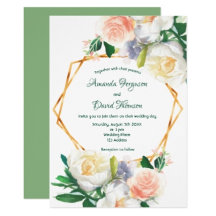 Wedding invitation suite - romantic florals green