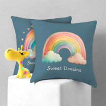 Kids Rainbow Pillows on Blue