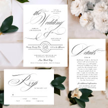 Formal Elegant Calligraphy Black Tie Wedding