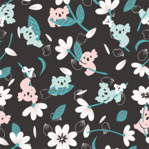 Colorful Koala Pattern Cute Animal and Floral