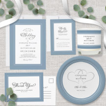 Elegant Wedding Dusty Blue Border