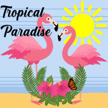 Tropical Paradise Pink Flamingo Design