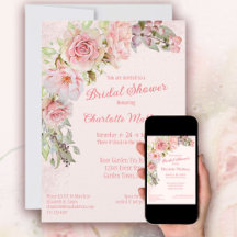 Pink Watercolor Roses Bridal Shower