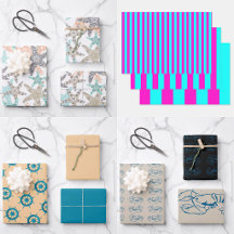 Wrapping Sheets Gift Paper In Beach Themed Designs