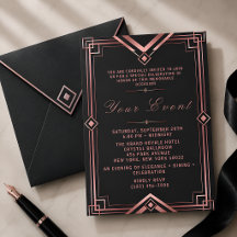 Black Gold Art Deco Gala Celebration Elegant Roari