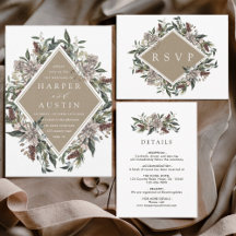 Rustic Floral Wedding Invitation Collection
