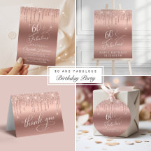 Elegant Rose Gold Glitter 60th Birthday Party