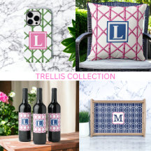 Trellis Bamboo Green Pink Blue