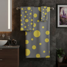 Chic Gray and Yellow Polka Dots Modern Home Decor