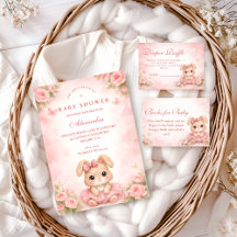 Pink Bunny Floral Baby Shower