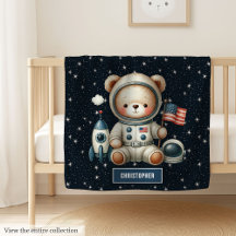 Teddy Bear Astronaut Space Baby Boy Blankets #111B