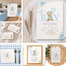 It’s a Boy, Cute Watercolor Bear Baby Shower 