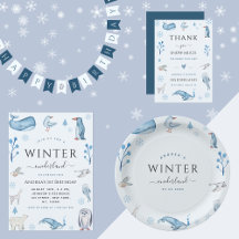 Arctic Animals Blue Winter Onederland 1st Birthday