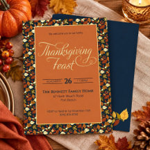 Elegant Autumn Leaves Pattern Thanksgiving Party