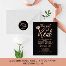 Modern Rose Gold Typography Wedding Suite