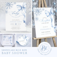 Snowflake Blue Bow Baby Shower