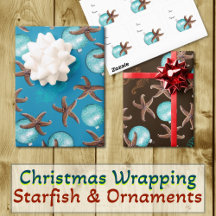 Christmas Wrapping, brown starfish