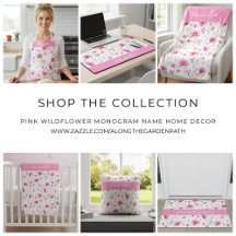 Pink Wildflower Monogram Name Home Decor