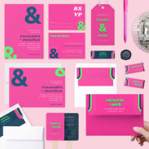 Hot Pink Groovy Retro Bold & Bright Wedding Suite