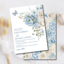Dusty Blue White Watercolor Floral Wedding