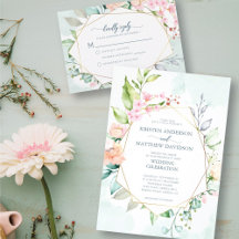 Geometric Pastel Watercolor Floral Wedding