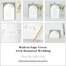 Modern Sage Green Arch Botanical Wedding