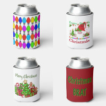 Can Cooler Sleeves With Christmas Themed Designs 
