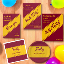 Elegant Burgundy and Gold Modern Chic Birthday