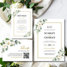 Eucalyptus White Rose Greenery Floral Wedding Set