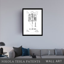 Retro Nikola Tesla patents wall art