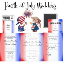 Patriotic Stripe Wedding Invitation Suite