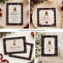 Vintage Tartan Teddy Bear Baby Shower