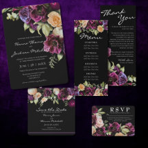 Romantic Black Elegant Purple Floral Wedding Suite