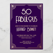 50 and Fabulous Typography Birthday Invitations 