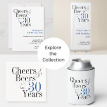 30th Birthday Party Cheers and Beers Blue