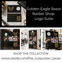 Golden Eagle Razor Barber Shop Logo Suite