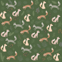 Fox Winter Branch & Leaves Pattern
