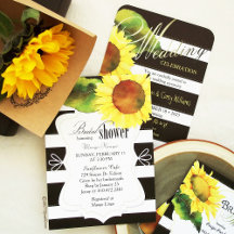Modern Stripes & Watercolor Sunflower Wedding