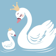 Swan Baby Shower Bird with Crown Blue