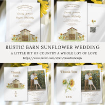 Rustic Barn Country Sunflower Watercolor Wedding