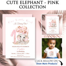 Elephant Pink Balloons Girl Birthday