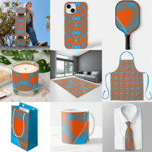 Blue Gray Orange Ombre Geometric Abstract Art