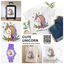 Unicorn Cute Whimsical Girly Pink Floral Name