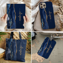 Personalized Navy Blue Agate Signature Gifts