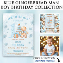 Blue Gingerbread Man Boy Birthday