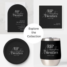 Rip 20s birthday party personalized black white