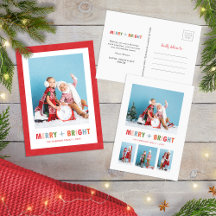 Whimsical Merry and Bright Christmas Holiday Cards